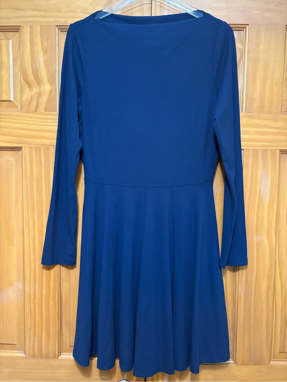 nine britton Navy Long-Sleeve Fit-and-Flare Dress Size Large NWT
